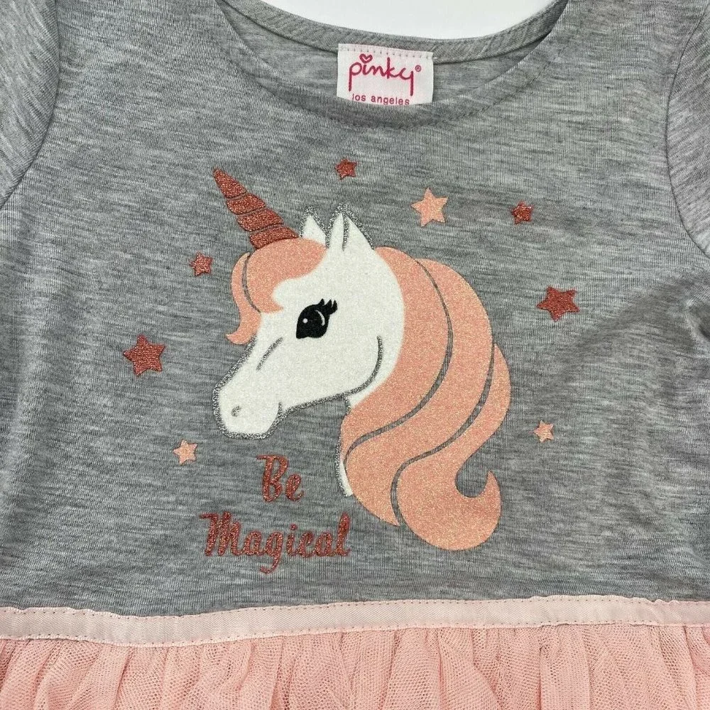 Pinky Boutique Girl's Unicorn Tutu Dress Gray/Pink sz 8 NWT Birthday/School/Gift